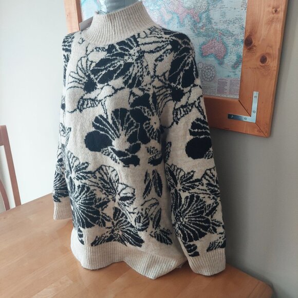 Liz Claiborne Plus Size Mock Neck Acrylic Blend Floral Sweater Women's Size 1X - Picture 3 of 12